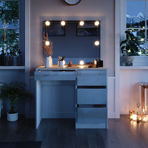 Vicco Tavolo da toilette Bianco 40 cm con illuminazione a LED