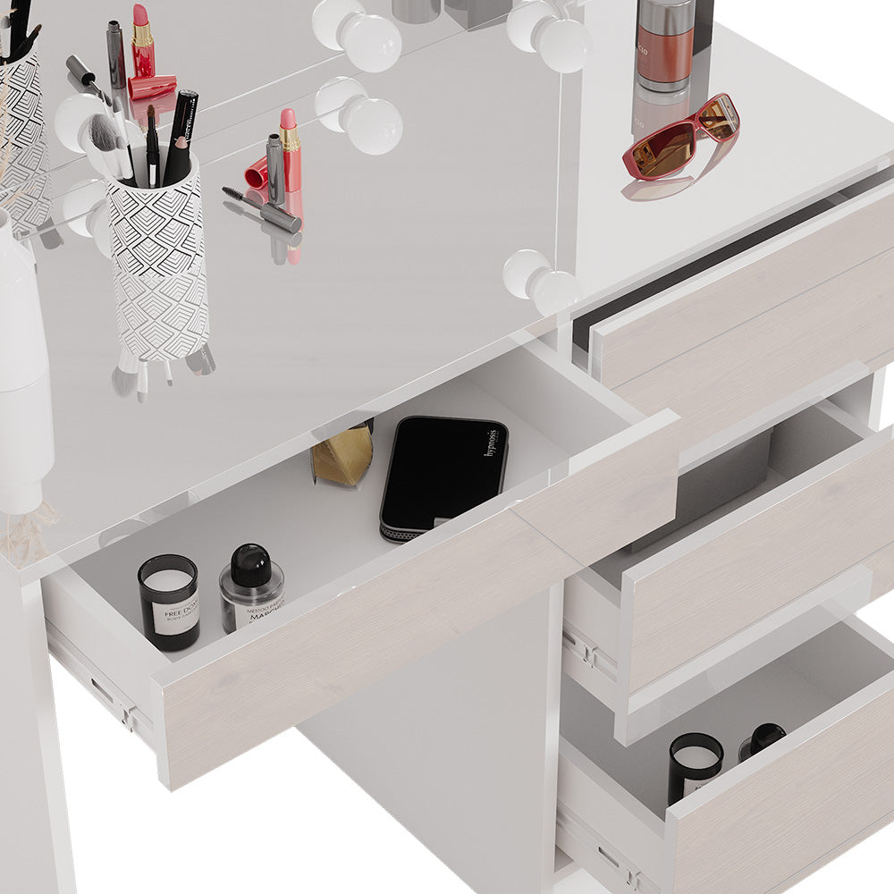 Vicco Tavolo da toilette Bianco 40 cm con illuminazione a LED