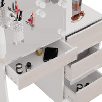 Vicco Tavolo da toeletta Bianco 40 cm con illuminazione a LED e sgabello