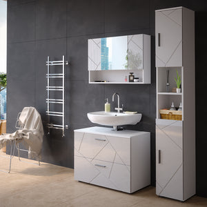 Vicco Set mobili bagno Bianco lucido 3 pezzi, base 80 cm