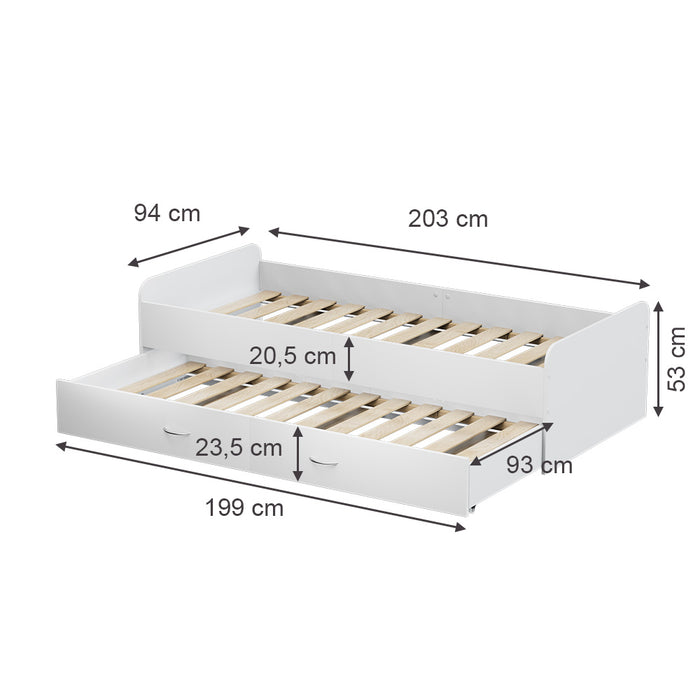 Vitalispa Letto per bambini Bianco 90x200 cm con rete a doghe, senza materasso