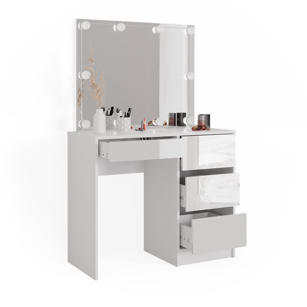 Vicco Tavolo da toilette Bianco 40 cm con illuminazione a LED