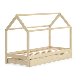 Vitalispa Letto da casa Legno naturale 90x200 cm con letto per ospiti