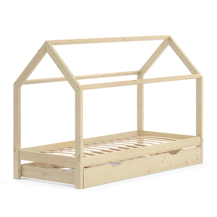 Vitalispa Letto da casa Legno naturale 90x200 cm con letto per ospiti