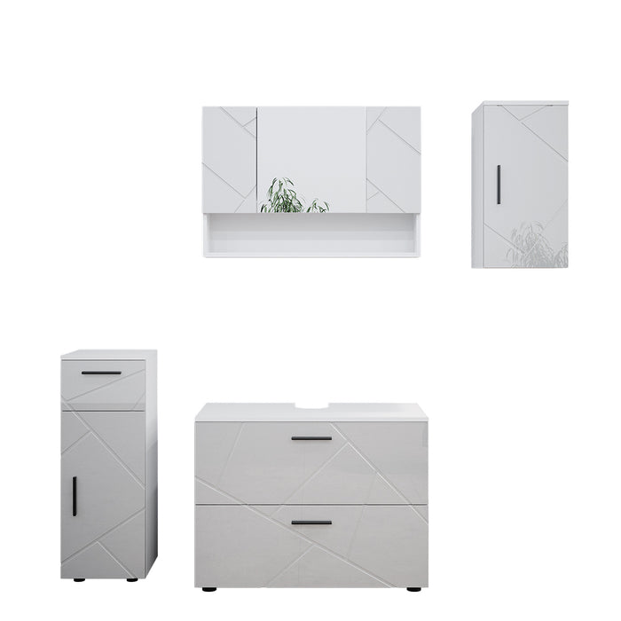 Vicco Set mobili bagno Bianco lucido 4 parti