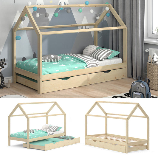 Vitalispa Letto da casa Legno naturale 90x200 cm con letto per ospiti