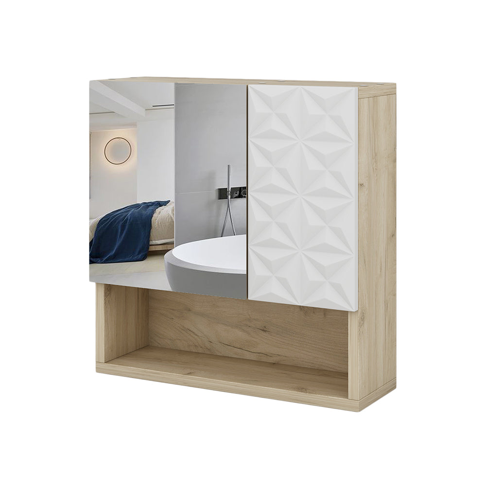 Vicco Specchio contenitore bagno Bianco 54 x 55 cm con anta e vani a giorno