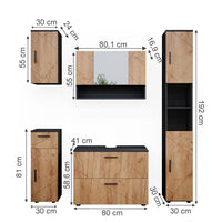 Vicco Set mobili bagno Quercia dorata/antracite 5 parti