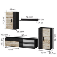 Vicco Parete attrezzata soggiorno Beige Set di 4