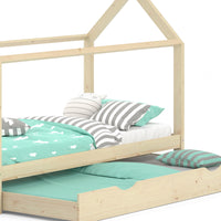 Vitalispa Letto da casa Legno naturale 90x200 cm con letto per ospiti
