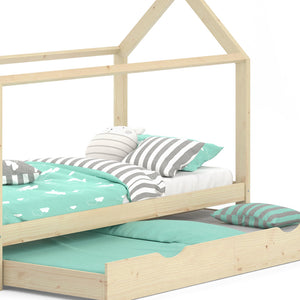 Vitalispa Letto da casa Legno naturale 90x200 cm con letto per ospiti