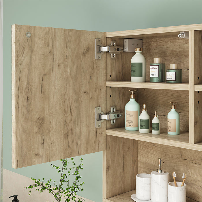 Vicco Specchio contenitore bagno Bianco 54 x 55 cm con anta e vani a giorno