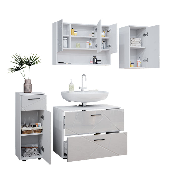 Vicco Set mobili bagno Bianco lucido 4 parti
