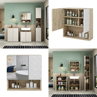 Vicco Specchio contenitore bagno Bianco 54 x 55 cm con anta e vani a giorno