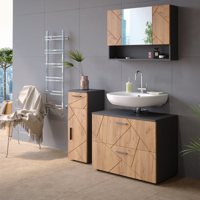 Vicco Mobiletto bagno Quercia dorata/antracite 30 x 81 cm