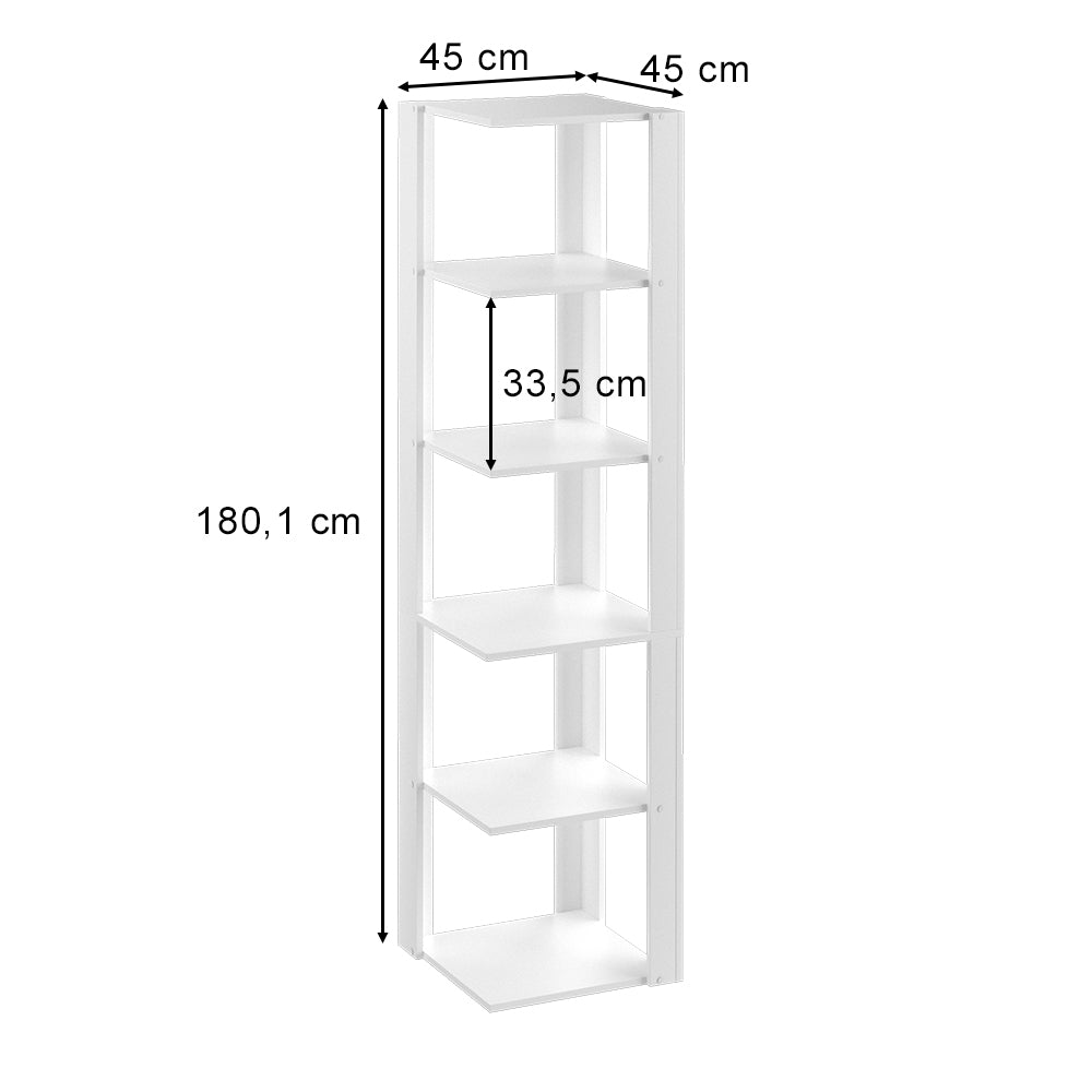 Vicco Scaffale angolare Bianco 45 x 180 cm