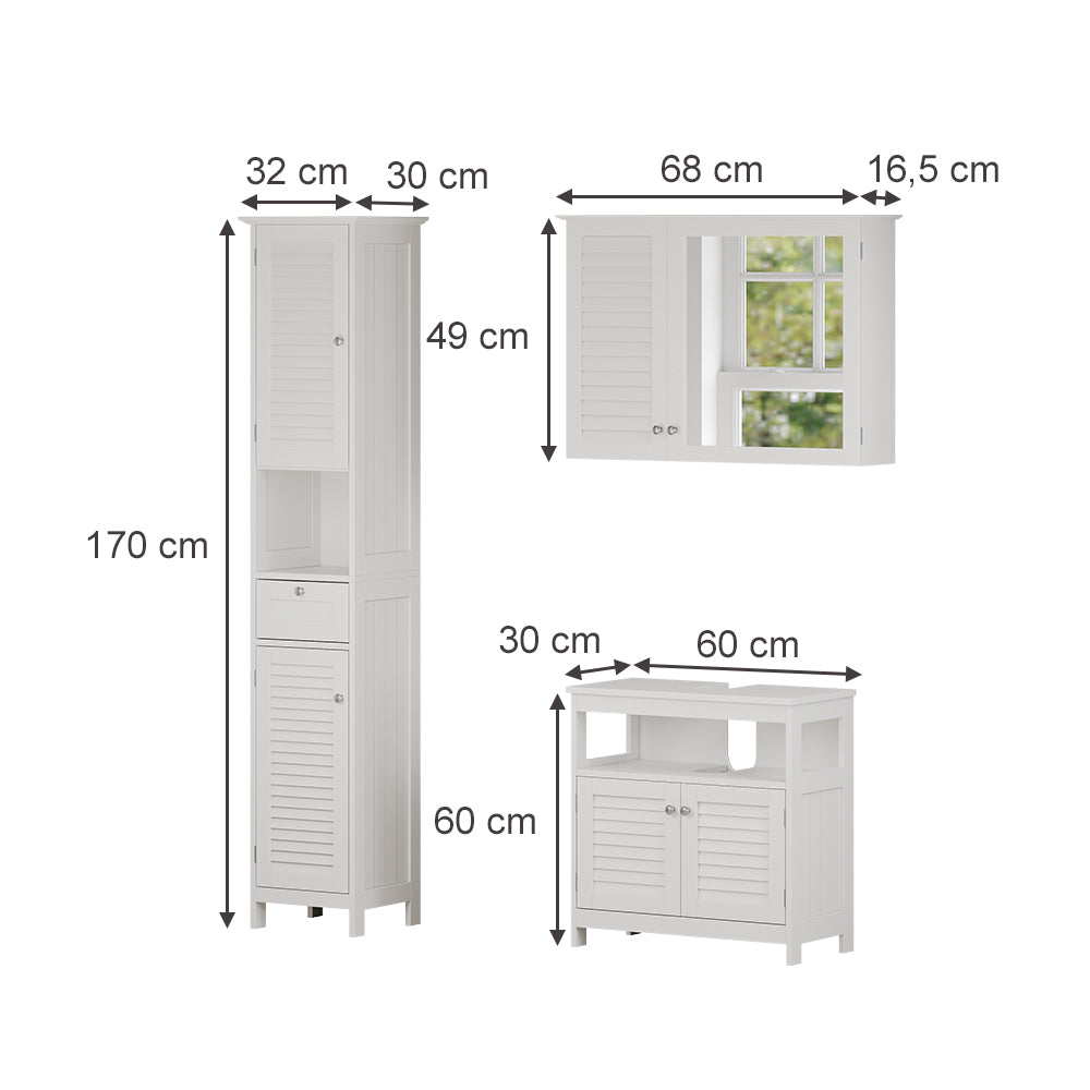 Vicco Set di mobili da bagno Bianco 3 pezzi, opzione 2