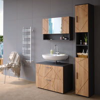 Vicco Set mobili bagno Quercia dorata/antracite 3 pezzi, base 80 cm