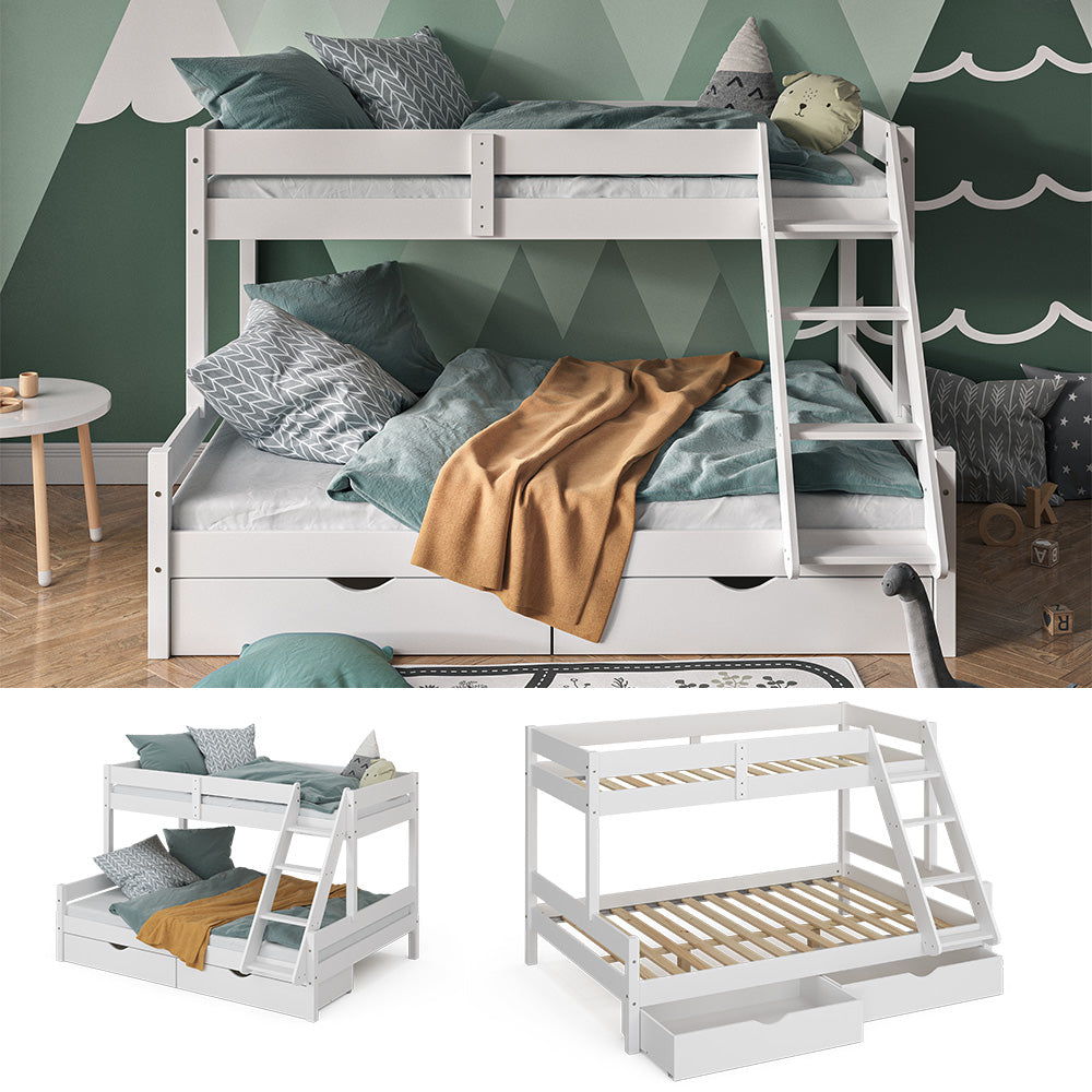 Vitalispa Letto a castello Bianco 140x200 / 90x200 cm con cassetti