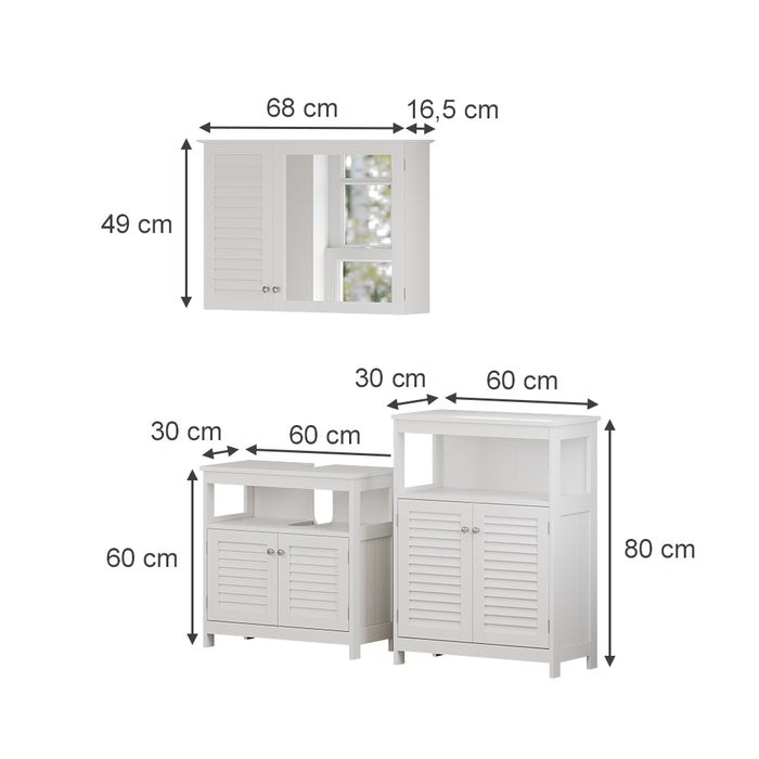 Vicco Set di mobili da bagno Bianco 3 pezzi, opzione 3