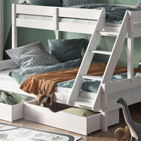 Vitalispa Letto a castello Bianco 140x200 / 90x200 cm con cassetti