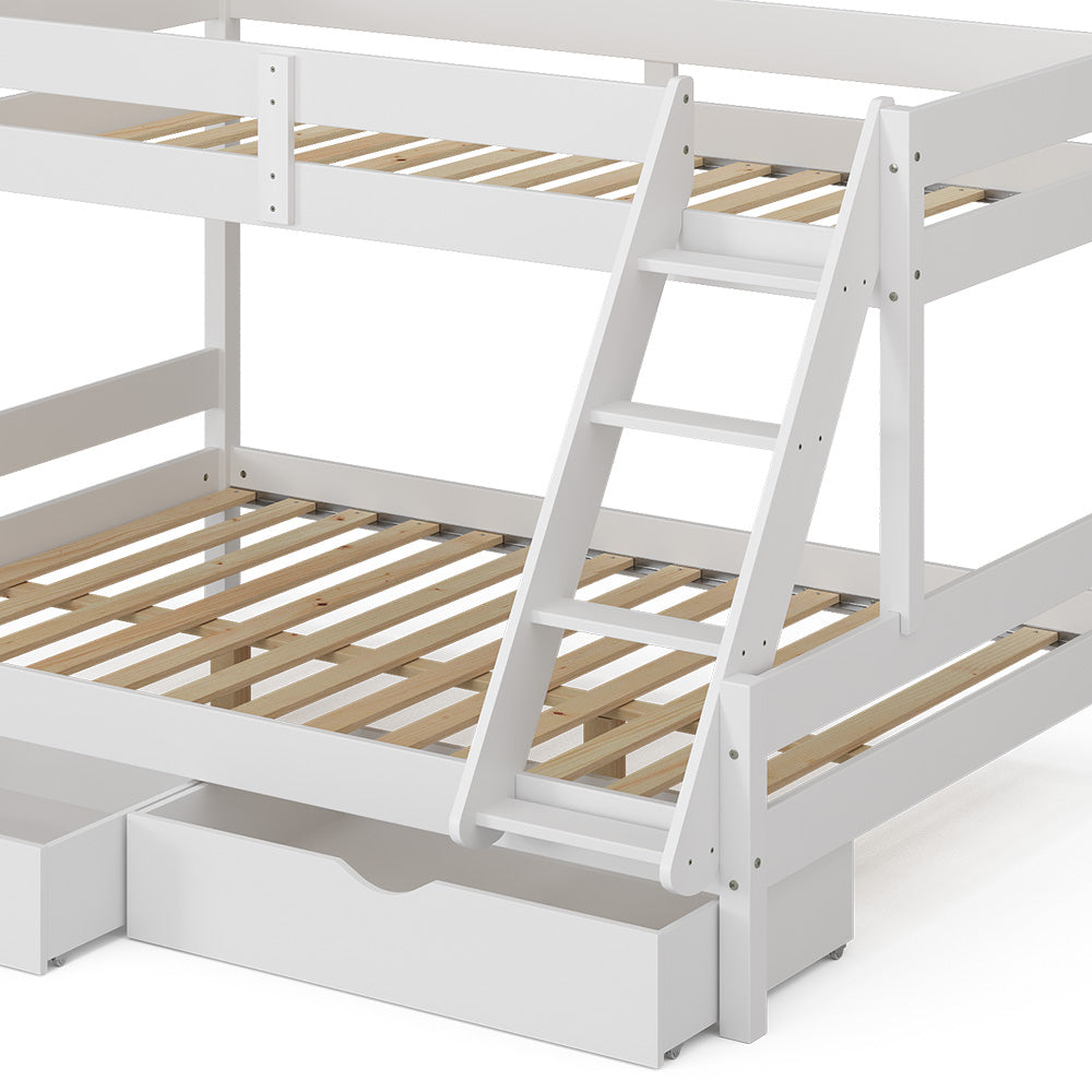 Vitalispa Letto a castello Bianco 140x200 / 90x200 cm con cassetti