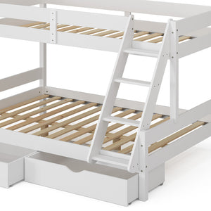 Vitalispa Letto a castello Bianco 140x200 / 90x200 cm con cassetti