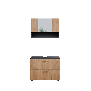 Vicco Set mobili bagno Quercia dorata/antracite 2 parti, mobile base 80 cm