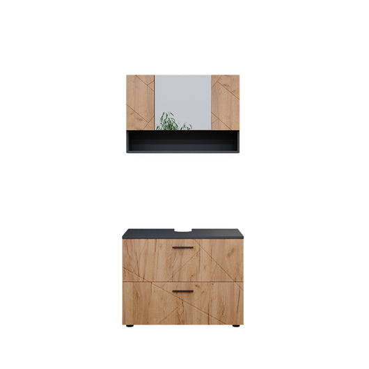 Vicco Set mobili bagno Quercia dorata/antracite 2 parti, mobile base 80 cm