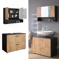 Vicco Set mobili bagno Quercia dorata/antracite 2 parti, mobile base 80 cm