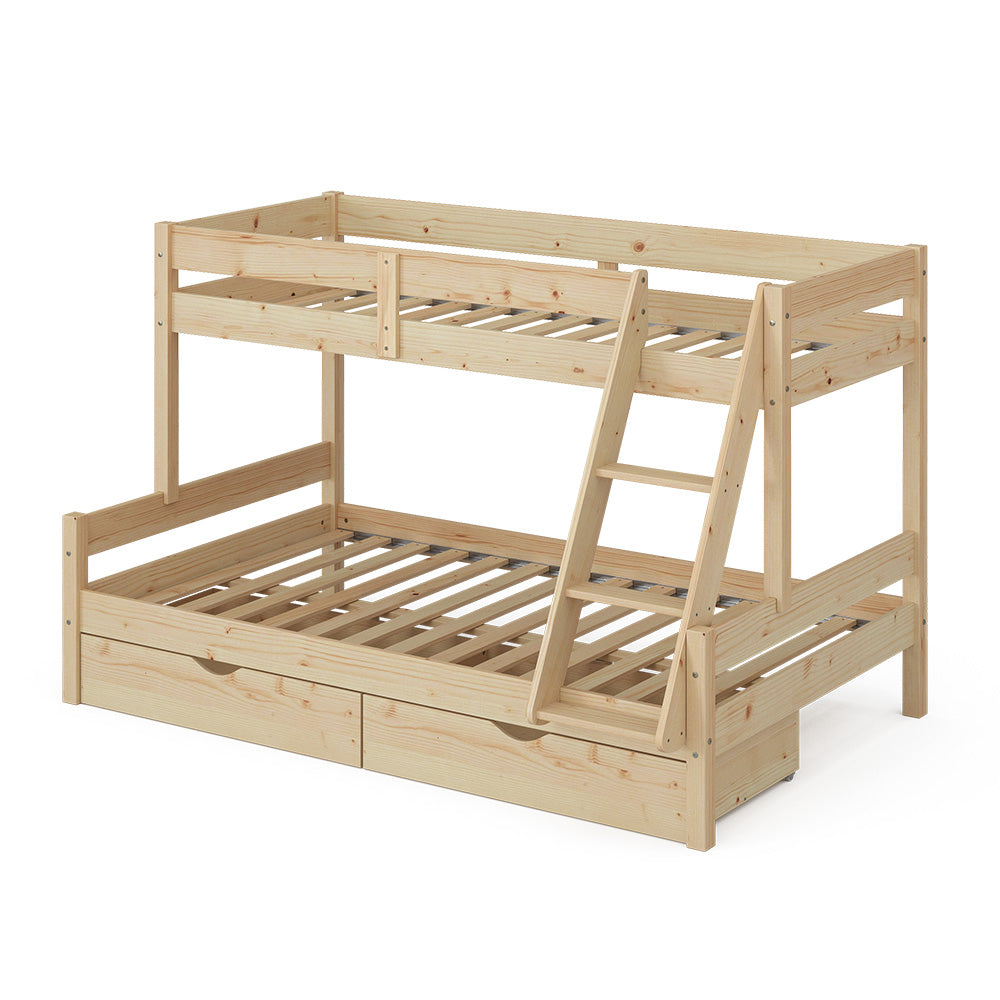 Vitalispa Letto a castello Legno naturale 120x200 / 80x200 cm con cassetti