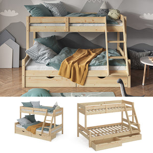 Vitalispa Letto a castello Legno naturale 120x200 / 80x200 cm con cassetti