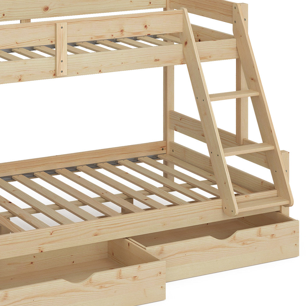 Vitalispa Letto a castello Legno naturale 120x200 / 80x200 cm con cassetti