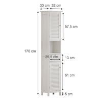 Vicco Armadio per il bagno Bianco 32 x 170 cm con ante, cassetto e vano a giorno