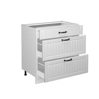 Vicco Mobiletto base per cucina Bianco casa di campagna 80 cm con 3 cassetti, senza piano di lavoro