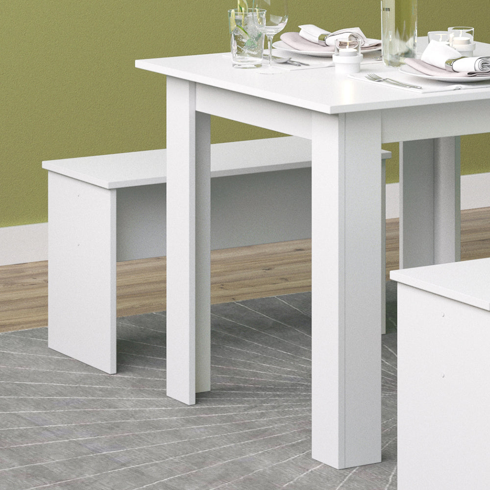 Vicco Set di tavoli da pranzo Bianco 80 x 80 cm con 2 panche