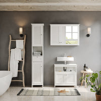 Vicco Armadio per il bagno Bianco 32 x 170 cm con ante, cassetto e vano a giorno