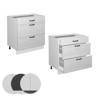 Vicco Mobiletto base per cucina Bianco casa di campagna 80 cm con 3 cassetti, PL Marmo