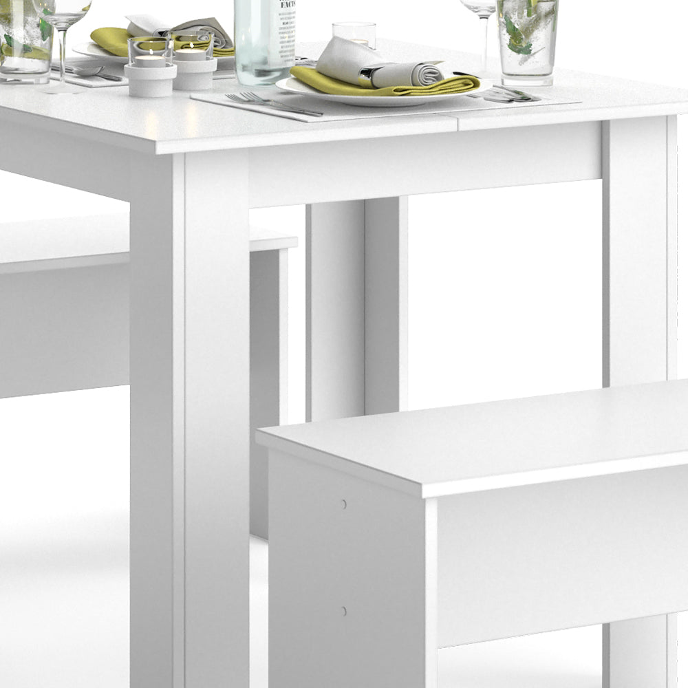 Vicco Set di tavoli da pranzo Bianco 80 x 80 cm con 2 panche