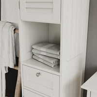 Vicco Armadio per il bagno Bianco 32 x 170 cm con ante, cassetto e vano a giorno