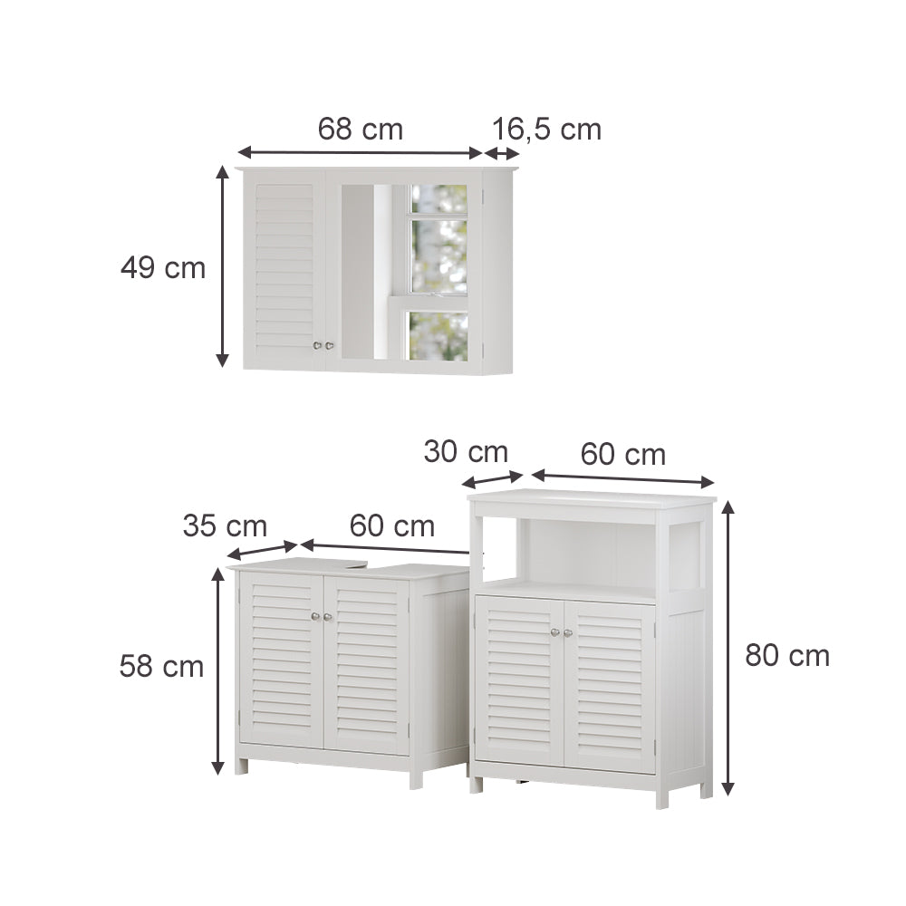 Vicco Set di mobili da bagno Bianco 3 parti, opzione 6