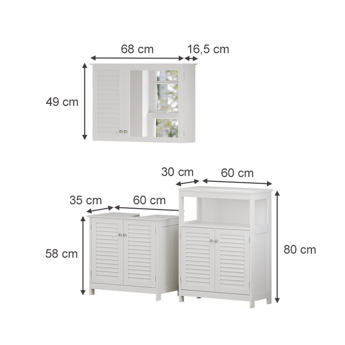 Vicco Set di mobili da bagno Bianco 3 parti, opzione 6