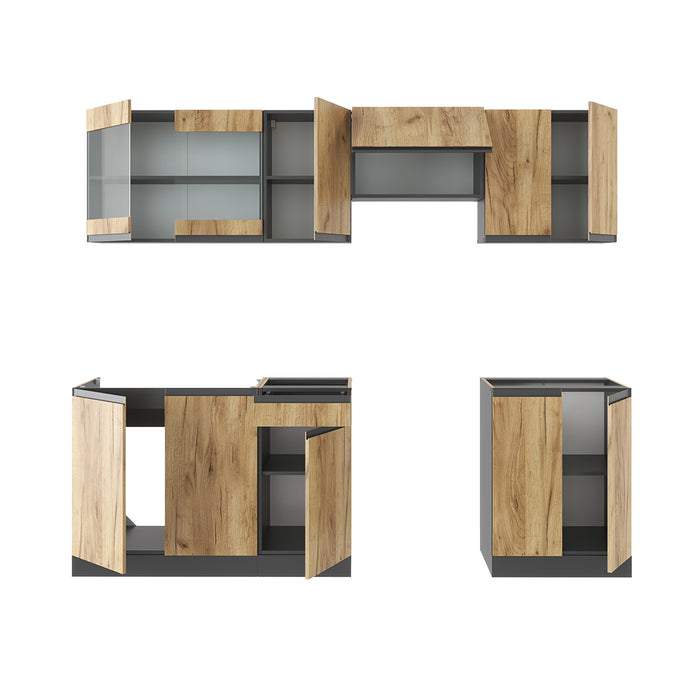 Vicco Cucina componibile Quercia dorata/antracite 240 cm