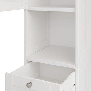 Vicco Armadio per il bagno Bianco 32 x 170 cm con ante, cassetto e vano a giorno