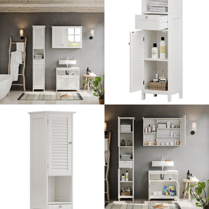 Vicco Armadio per il bagno Bianco 32 x 170 cm con ante, cassetto e vano a giorno