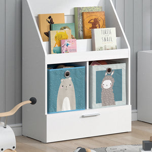 Vicco Libreria bambini Bianco 31.2 x 96.2 cm con cassetto e 2 scatole pieghevoli opt.1