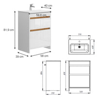 Vicco Set di mobili da bagno Bianco 2 parti, mobile base 60 cm