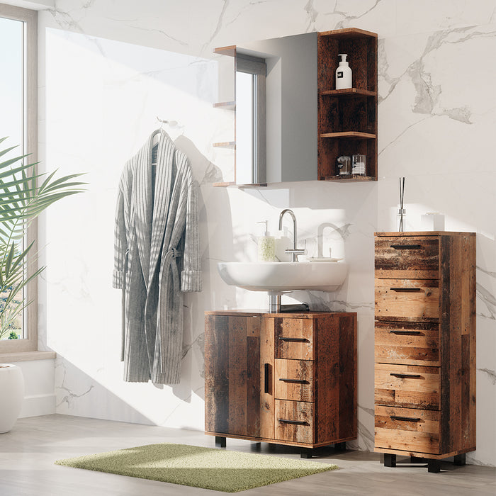 Vicco Mobiletto bagno Rovere rustico 30 x 95 cm con 5 cassetti