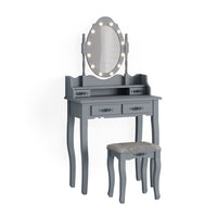 Vicco Tavolo da toeletta Grigio 75 cm con illuminazione LED e sgabello