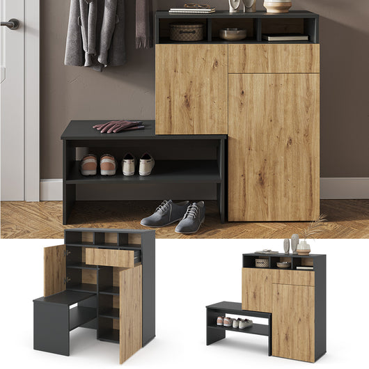 Vicco Mobile porta scarpe Grigio 124.5 x 102 cm